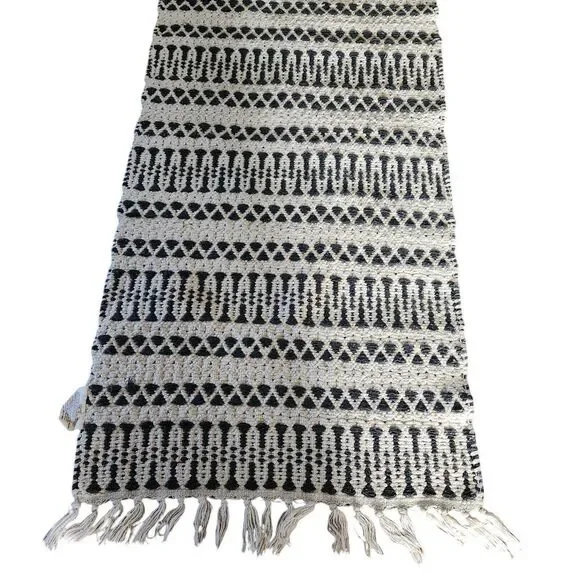 The Farmhouse by Rachel Ashwell Rug Black Cream Shabby Chic Cotton Woven Runner - Picture 4 of 15